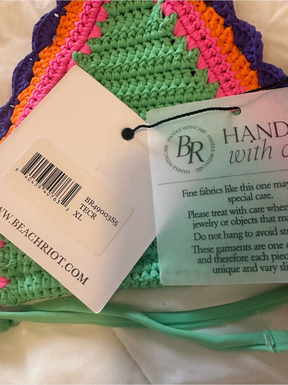 Beach Riot Crochet Two-Piece Bikini Set in Pink, Green, Lavender - Picture 6 of 7